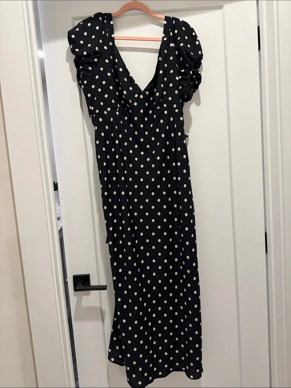 Abercrombie & Fitch Black Maxi Dress with White Polka Dots